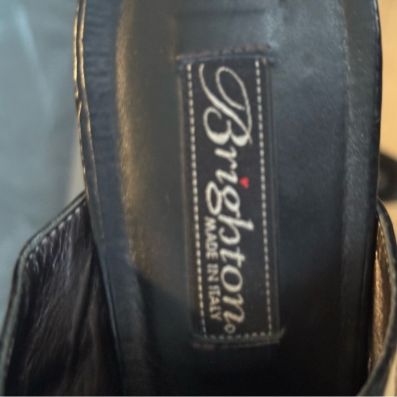 Brighton Tudor Mules Women’s 11 Black Croc Pattern Patent Leather Mules Heels - Picture 6 of 7